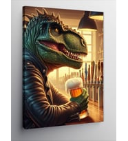 Kanvas Tablo Barda Bira İçen Dinozor