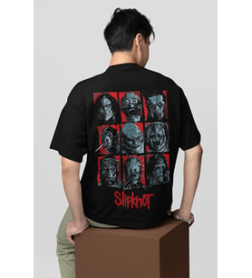 Tasarım Slipknot Baskılı Unisex Oversize Müzik Grubu Tişört
