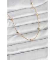 CM 14K Gold Renk Pirinç Top Zincirli 60 cm Kadın Kolye 5886