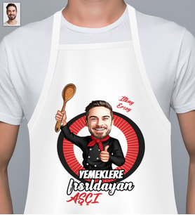 Kişiye Özel Yemeklere Fısıldayan Aşçı Karikatür Mutfak Önlüğü