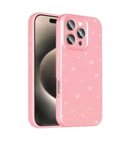 Coverzone iPhone 16 Pro Max ile uyumlu Z-Jelly K?l?f Kamera Korumal? Simli I??lt?l? Renkli Parlak Silikon Kapak - A�?k Pembe