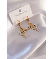 Çelik Gold Renk Yılan Figür Zirkon Taşlı Kadın Küpe