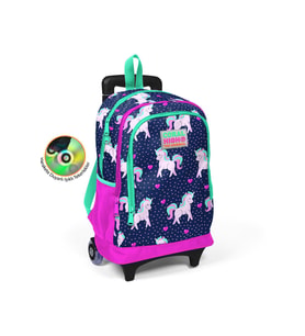 Coral High Kids Lacivert Unicorn Işıklı Tekerlekli İki Bölmeli Çekçekli Sırt Çantası 23366