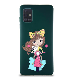 Samsung Galaxy M31S Soft Premier Kapak Vespagirl Tasarımlı Silikon Kılıf - Yeşil (Şeffaf)
