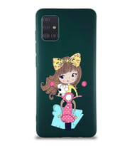 Samsung Galaxy M31S Soft Premier Kapak Vespagirl Tasarımlı Silikon Kılıf - Yeşil (Şeffaf)