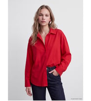 LCW Vision Kırmızı Oversize Poplin Kadın Gömlek
