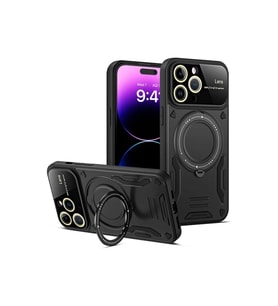 Apple iPhone 16 Pro Kılıf Joy Lens Standlı Kapak - Siyah