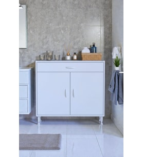 Eliusta Fre 95 cm Çok Amaçlı Dolap 1 Raflı Tek Çekmeceli Banyo Mutfak Dolabı 95x88x32,5 cm Organizer Dolap (Beyaz)