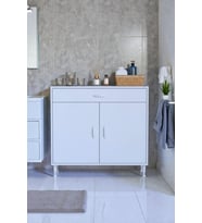 Eliusta Fre 95 cm Çok Amaçlı Dolap 1 Raflı Tek Çekmeceli Banyo Mutfak Dolabı 95x88x32,5 cm Organizer Dolap (Beyaz)