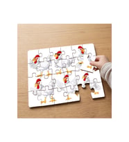 Çılgın Beyaz Tavuk Tasarımlı 24 Parça Ahşap Çocuk Puzzle MPK1031