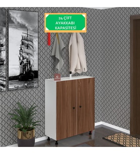 Kenzlife ayakkabılık galoş6 cvzbyz 53*080*32 kapaklı 6 raflı 24 çift ayakkabı kapasitesi (Beyaz)