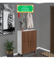 Kenzlife ayakkabılık galoş6 cvzbyz 53*080*32 kapaklı 6 raflı 24 çift ayakkabı kapasitesi (Beyaz)