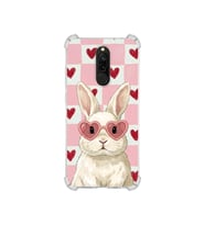 PrintiFy Redmi 8 ile Uyumlu Pembe Pötikare Serisi Pembe Zıpzıp Tasarımlı Uv Baskılı Köşe Korumalı Antişok Kılıf