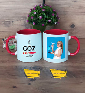 Göz Doktoru Kupa Bardak Kırmızı Fotoğraflı Tıp Bayramı Hediyesi