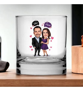 Kişiye Özel Daima Aşkla Karikatürlü Viski Bardağı