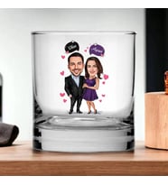 Kişiye Özel Daima Aşkla Karikatürlü Viski Bardağı