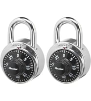 Master Lock 1500T Soyunma Kilidi Kombinasyon Asma Kilit, 2'Li Paket, Siyah
