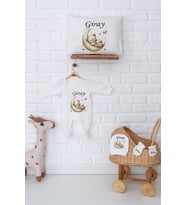 Pia Baby Premium %100 Pamuk İsme Özel Yenidoğan Erkek Bebek Hediye Seti 5052-07 (Ekru)