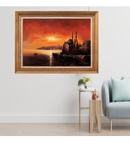 Çerçeveli Paspartulu Manzara Tablo cft0165 (Gold)