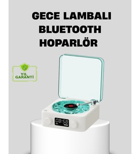 Gece Lambası Stereo Hoparlör Dijital Saatli Tasarım Çok Fonksiyonlu