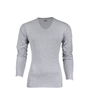 Yıldız 352 Gri Likralı V Yaka Uzun Kollu Erkek Body T-Shirt