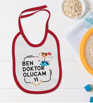 BK Kids Doktor Olucam Tasarımlı Kırmızı Bebek Mama Önlüğü-1