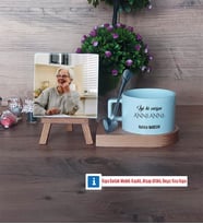 Anneanneye Hediye Fotoğraflı Dekoratif Taş, Kupa Bardak Beyaz Hediye (Model 8)