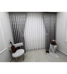 NİVEMESHOME ELİS V-5402 ANTRASİT  1/3 PİLELİ  FON PERDE APM