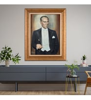 Altın Varaklı Paspartulu Çerçeveli Tablo hb988