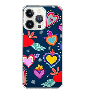 PrintiFy Apple  iPhone 13 Pro Max ile Uyumlu 1mm Slim Fit Retro Renkler 3 Baskılı Şeffaf  Kılıf