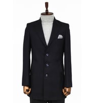 Kaşe Slim Fit Geniş Yaka Gri Erkek Kaban - Wessi (Siyah)