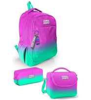 Coral High Kids Pembe Su Yeşili Renk Geçişli 3'lü Okul Çanta Seti SET0123664