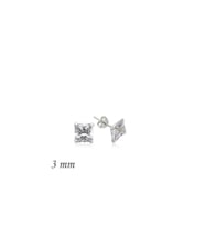 Gümüş Kare Tek Taş Zirkon Küpe - 3 mm CSR2181976