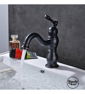 Sipahi Marble Siyah Kısa Lavabo Bataryası
