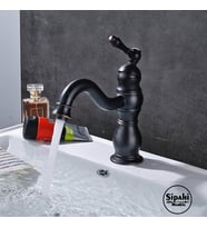 Sipahi Marble Siyah Kısa Lavabo Bataryası