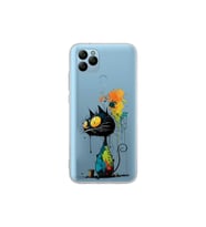 General Mobile GM 21 ile Uyumlu Splash Kedi Tasarımlı Şeffaf Silikon Kılıf