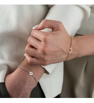 Kişiye Özel Güneş ve Ay Çift Bileklik 925K Gümüş (Gold)