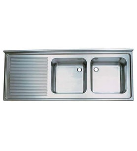 Tablalı Evye, Çift Göz Sol Damlalıklı, 210x70 Cm