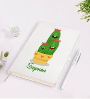 BK Gift Kişiye Özel İsimli Kaktüs Tasarımlı Beyaz Defter ve Kalem Seti-9