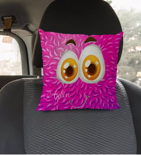 BK Gift Kişiye Özel İsimli Emoji Tasarımlı Kare Araç Koltuk Yastığı-2