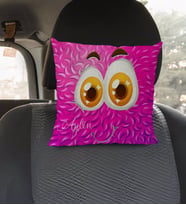 BK Gift Kişiye Özel İsimli Emoji Tasarımlı Kare Araç Koltuk Yastığı-2