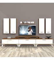 Decoraktiv Ekoflex 8D Slm Silver Tv Ünitesi Tv Sehpası - Ceviz Beyaz (Beyaz - Kahverengi)