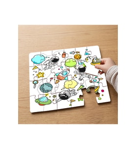 Uzay Teması - Space Tasarımlı 24 Parça Ahşap Çocuk Puzzle MPK1064