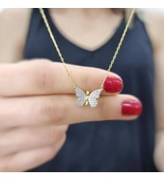 Kelebek Zirkon Taşlı Minimal Kolye (Karışık)
