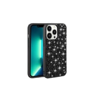 Apple iPhone 12 Pro Max Uyumlu Kılıf Parlak Taşlı Tasarım Zore Linea Kapak (Siyah)