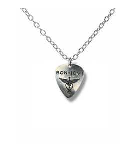 Bon Jovi Rock Grubu Pena Şeklinde Çift Taraflı Rock İşaretli Metal Zincirli Unisex Kolye (Gümüş)