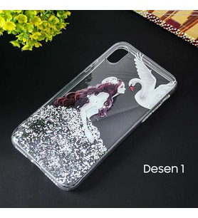 İphone X Xs 3d Diamond Elbise Şeffaf Silikon Kılıf-(5775) — Renk: Desenli 1