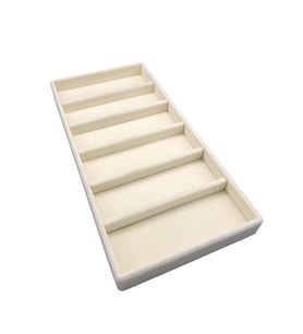 Yerli Üretim Lefkoşa Model Süet Kumaş Krem Renk 38 cm / 19 cm Gözlük Sergileme Çekmece İçi Stand