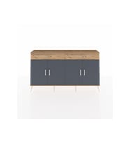 Arges Konsol 4 Raflı 2 Çekmeceli 4 Kapaklı 176x30x99 Çam-Antrasit/Çam
