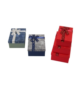 3PCS D.DÖRTGEN ÇİZGİLİ MİX RENKLİ KARTON HEDİYE KUTUSU KURDELALI 22.5X15.5-20.5X13.5-18.5X11.5CM (5680)